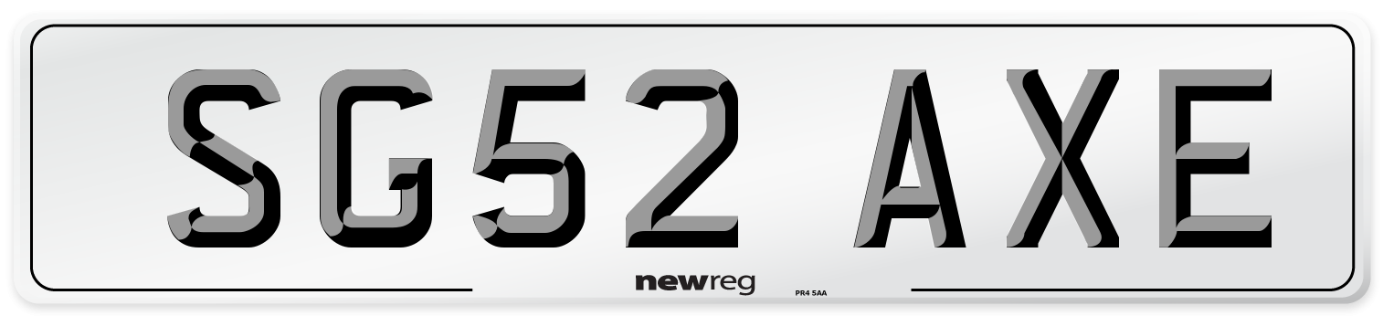 SG52 AXE Number Plate from New Reg